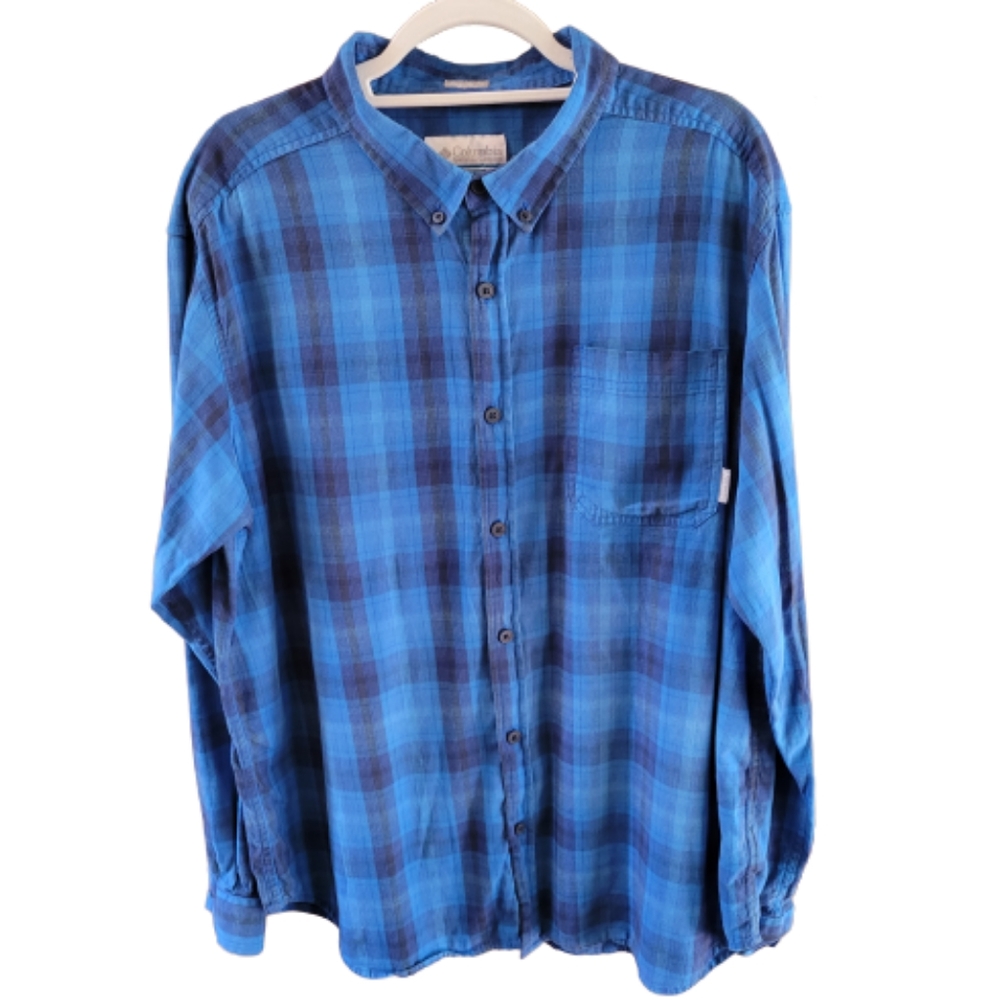 Columbia Sportswear Shirt Plaid Button-Down Longsleeve Blue Men's XL Regular Fit